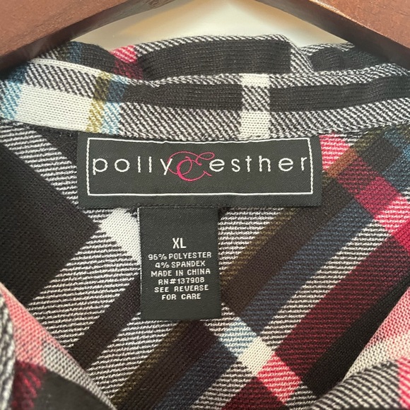 Polly & Ester Plaid Button Front Tie - Picture 7 of 8